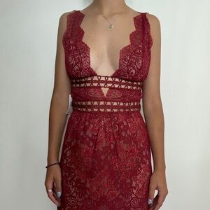 For Love & Lemons Red Lace Dress